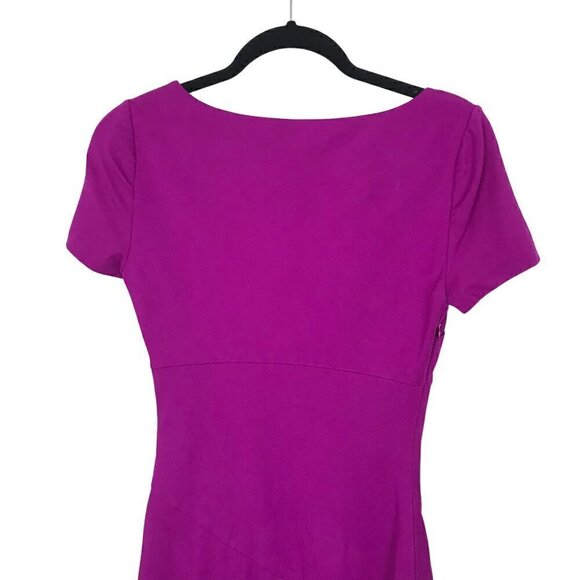 Diane Von Furstenberg Fuchsia Pink Gathered Waist Side Zip Midi Dress Size 4 - Picture 6 of 9